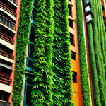 조경 학습 자료 추천  교재와 사이트 - "A vibrant vertical garden on a building facade in Kuala Lumpur, Malaysia. Lush greenery cascading d...